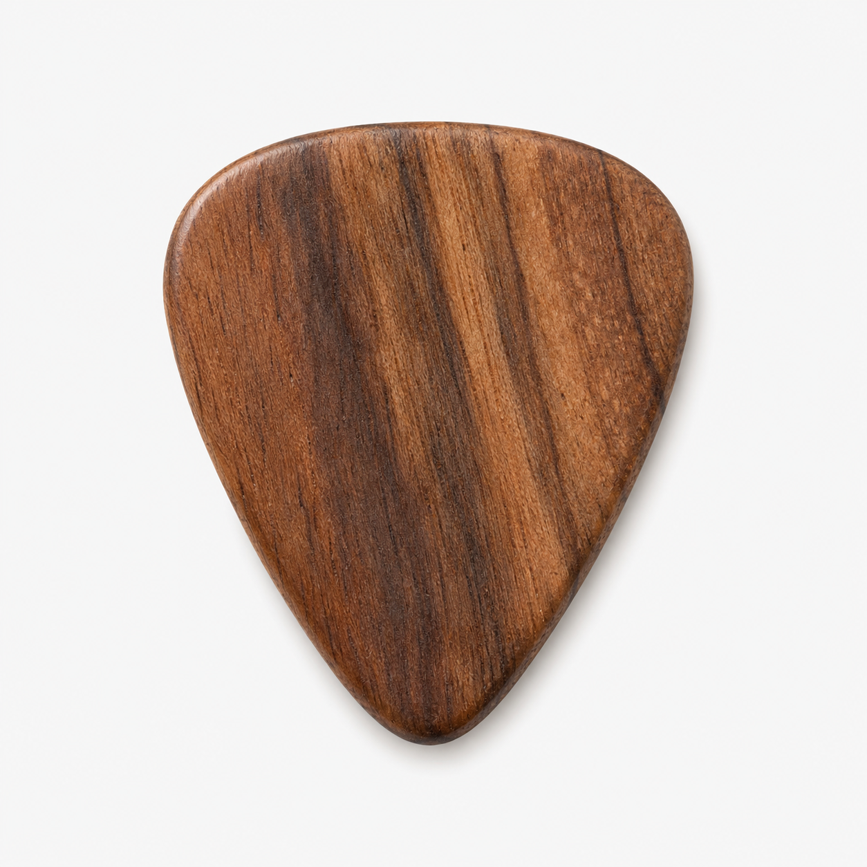 Wooden guitar pick with visible grain