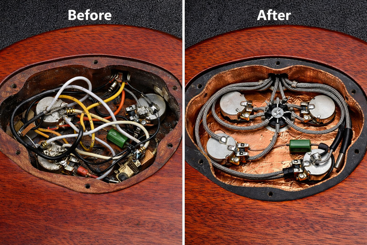 Wiring cavity before and after upgrades